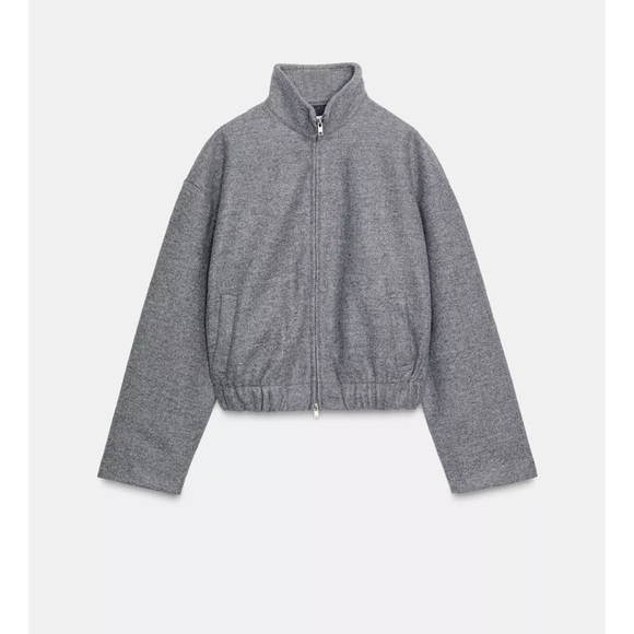 Zara Bomber Gray Zip-Up Jacket! NWT
